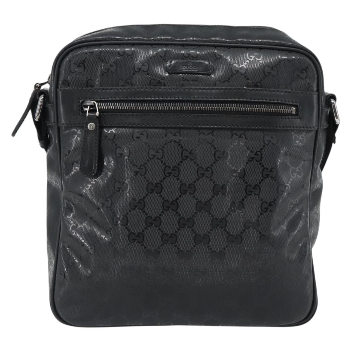 GUCCI GG implementation Shoulder Bag PVC Black Silver 201448 Auth am11696V