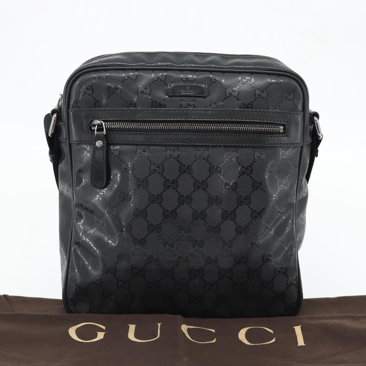 GUCCI GG implementation Shoulder Bag PVC Black Silver 201448 Auth am11696V