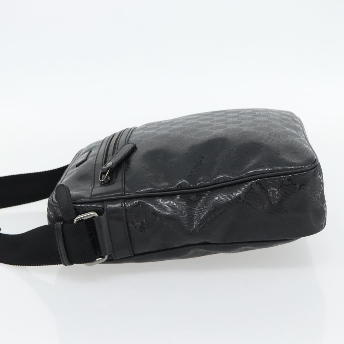 GUCCI GG implementation Shoulder Bag PVC Black Silver 201448 Auth am11696V