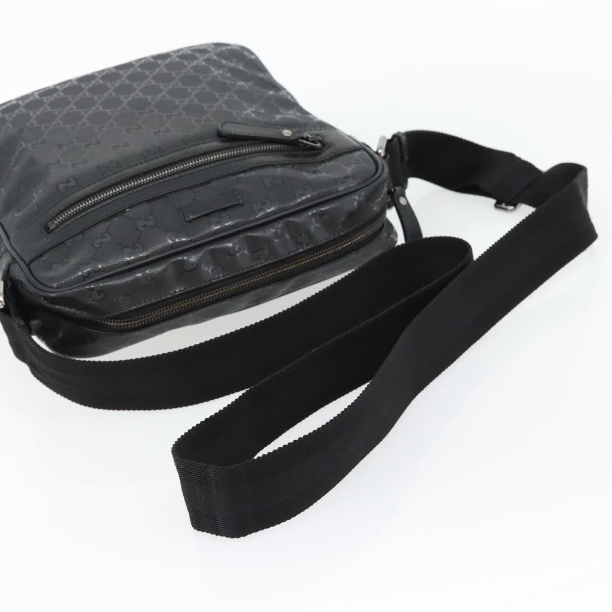 GUCCI GG implementation Shoulder Bag PVC Black Silver 201448 Auth am11696V