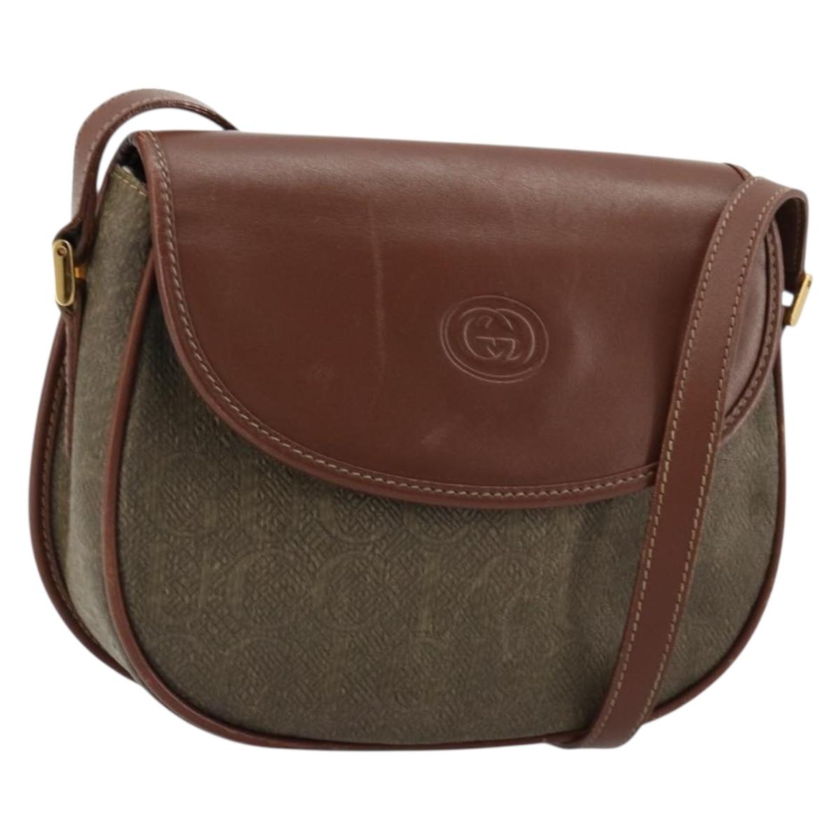 GUCCI Shoulder Bag PVC Leather Brown Gold 007 14 0074 Auth am11698