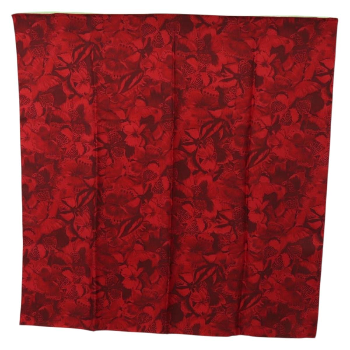 VALENTINO Floral Scarf Silk Red Auth am11699V