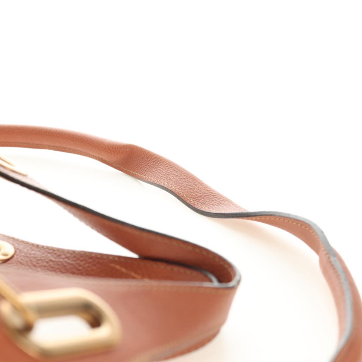 Chloe Paraty Hand Bag Leather 2way Brown Gold Auth am11700V