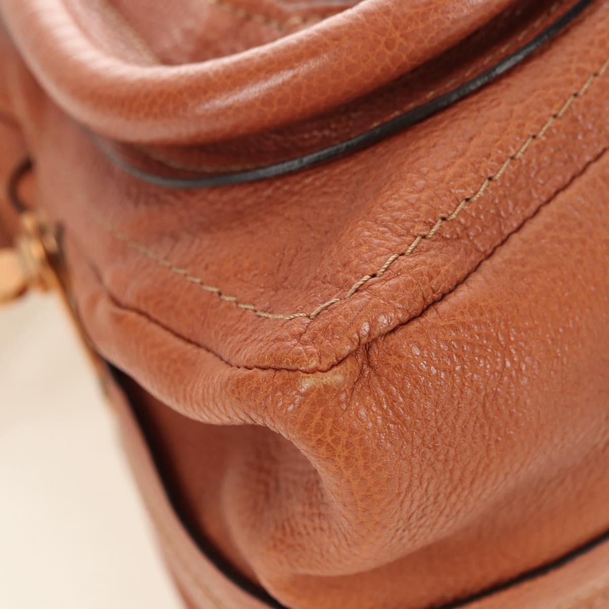 Chloe Paraty Hand Bag Leather 2way Brown Gold Auth am11700V