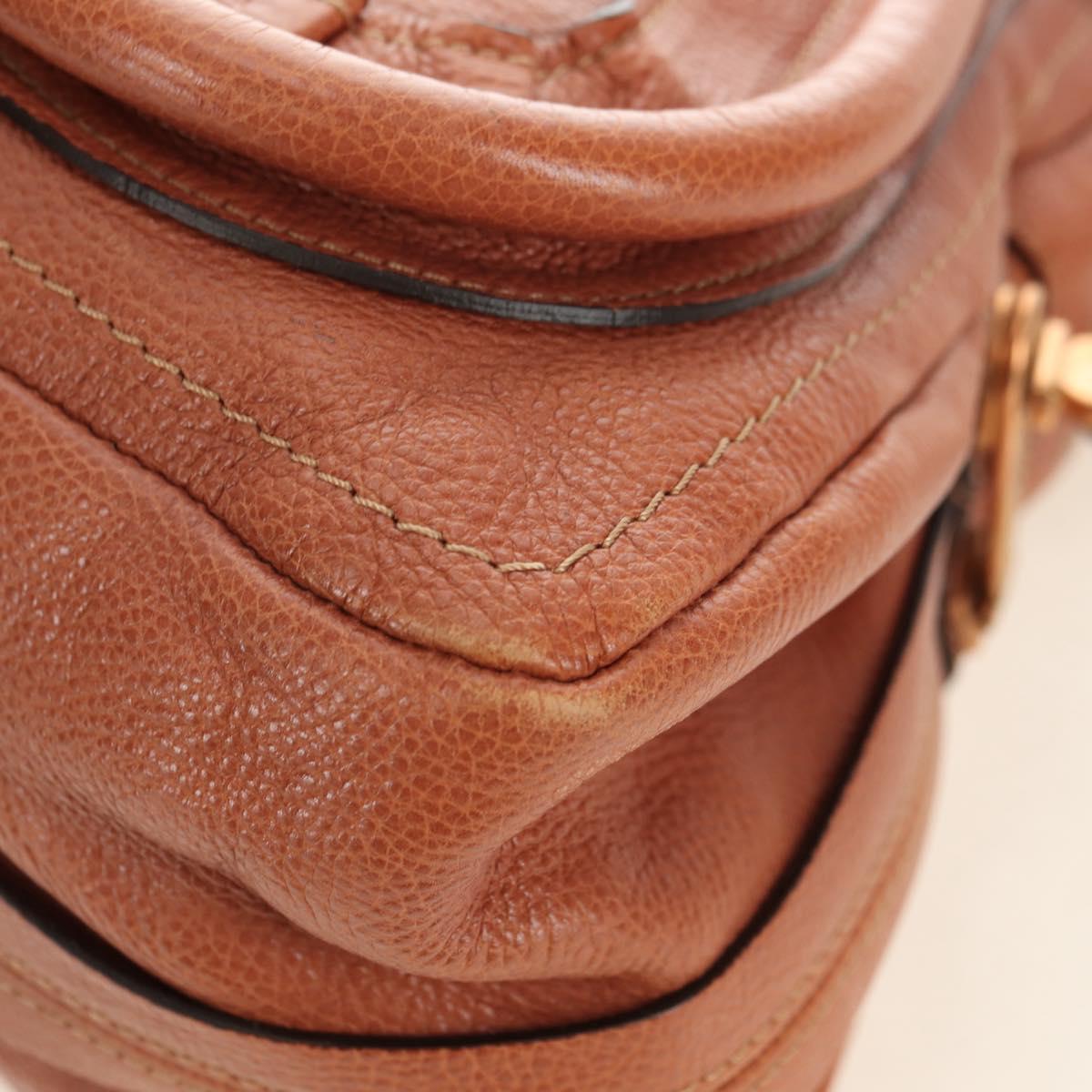 Chloe Paraty Hand Bag Leather 2way Brown Gold Auth am11700V