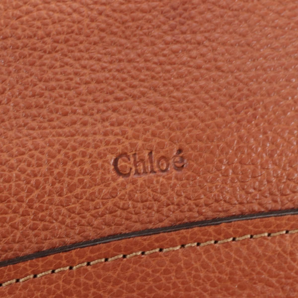 Chloe Paraty Hand Bag Leather 2way Brown Gold Auth am11700V