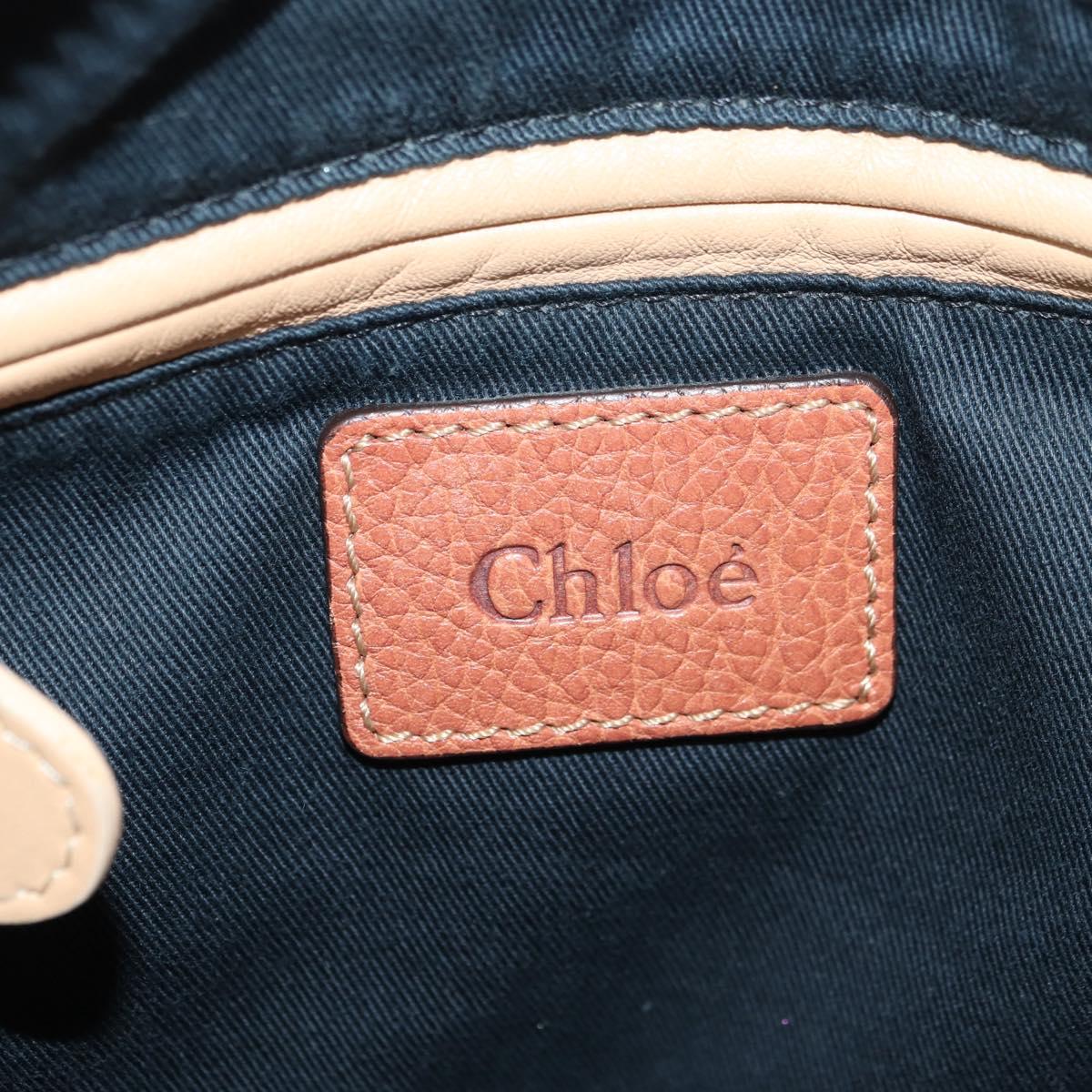Chloe Paraty Hand Bag Leather 2way Brown Gold Auth am11700V