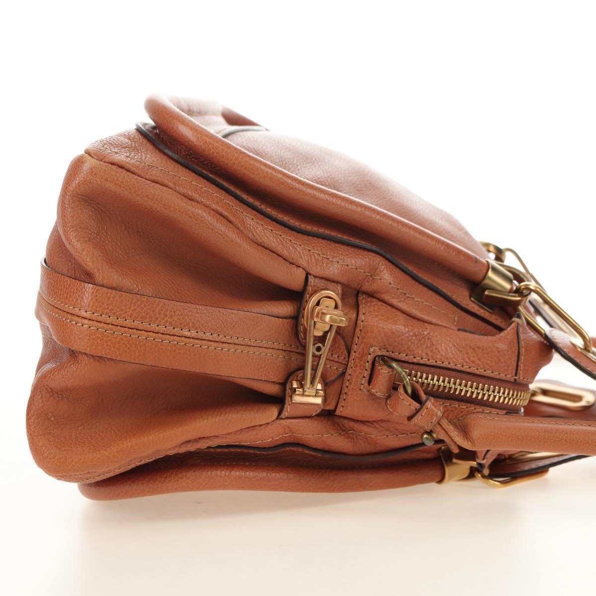 Chloe Paraty Hand Bag Leather 2way Brown Gold Auth am11700V