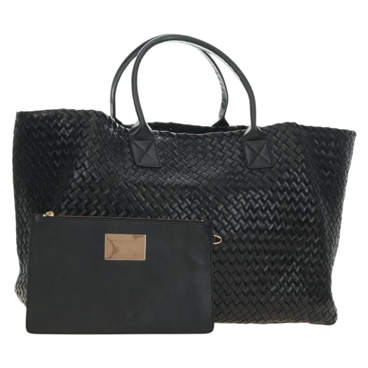 BOTTEGA VENETA INTRECCIATO Cabas GM Hand Bag Leather Black Auth am11701SM