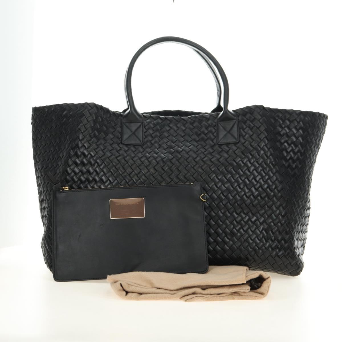 BOTTEGA VENETA INTRECCIATO Cabas GM Hand Bag Leather Black Auth am11701SM