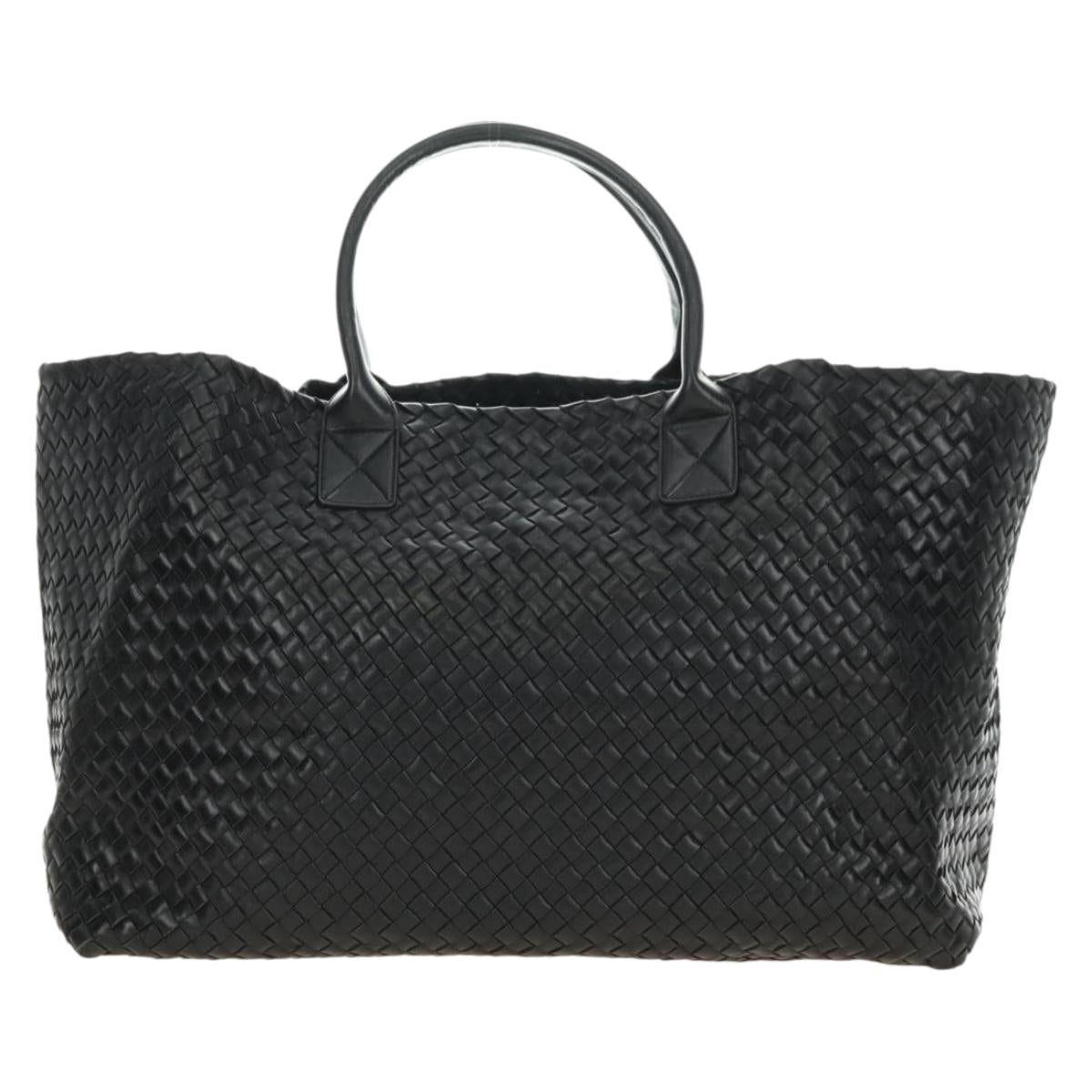 BOTTEGA VENETA INTRECCIATO Cabas GM Hand Bag Leather Black Auth am11701SM