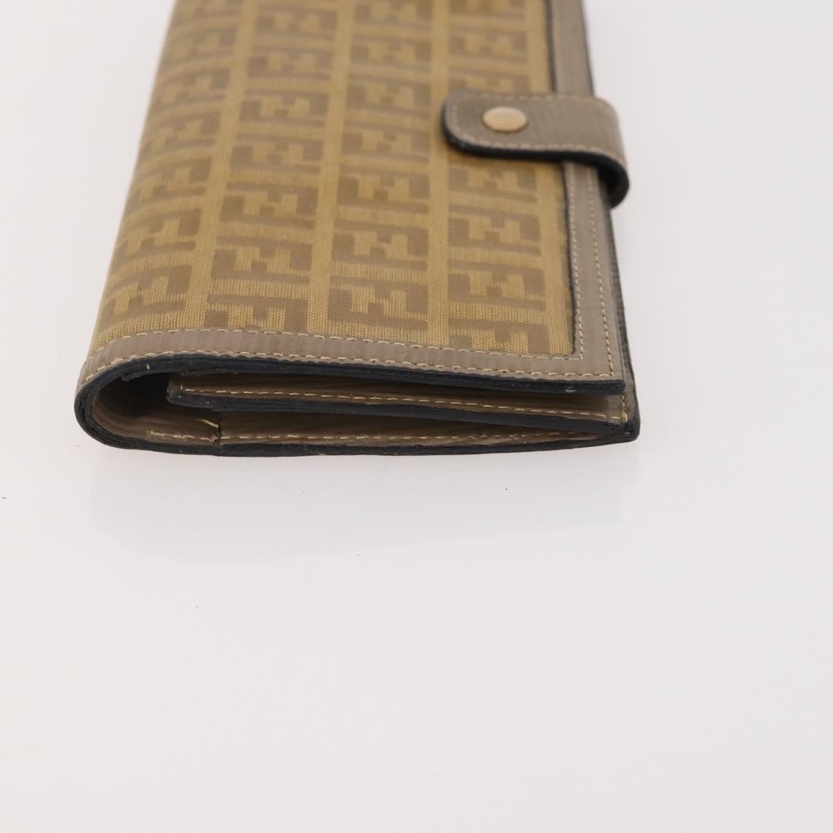 FENDI Zucchino Canvas Clutch Bag Coated Canvas 2 Set Beige Auth am11707