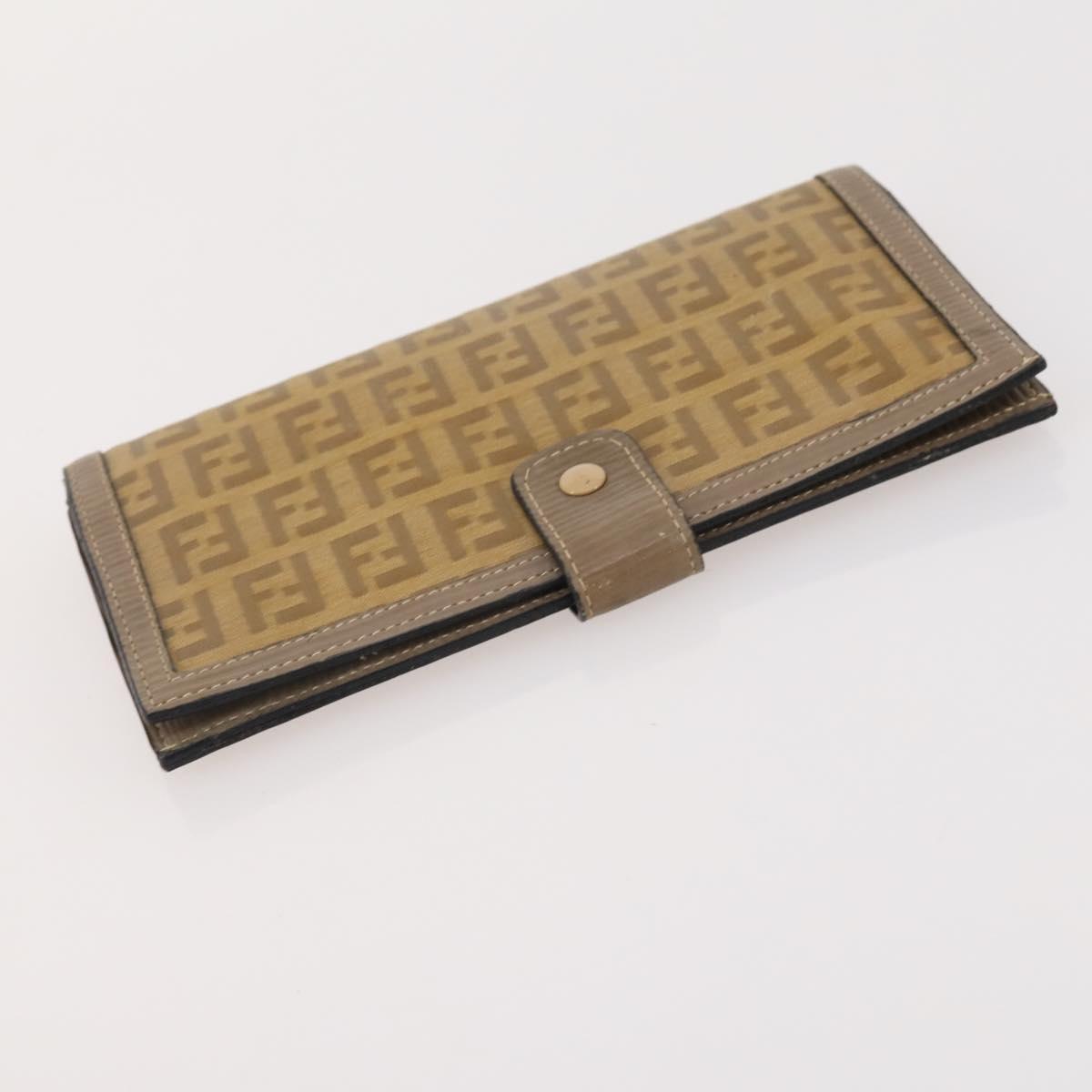 FENDI Zucchino Canvas Clutch Bag Coated Canvas 2 Set Beige Auth am11707