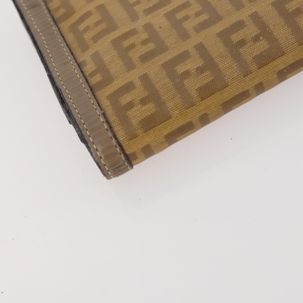 FENDI Zucchino Canvas Clutch Bag Coated Canvas 2 Set Beige Auth am11707