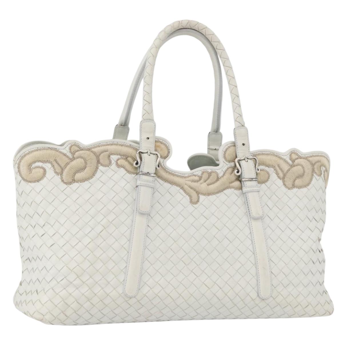 BOTTEGA VENETA INTRECCIATO Tote Bag Leather White Auth am11708A