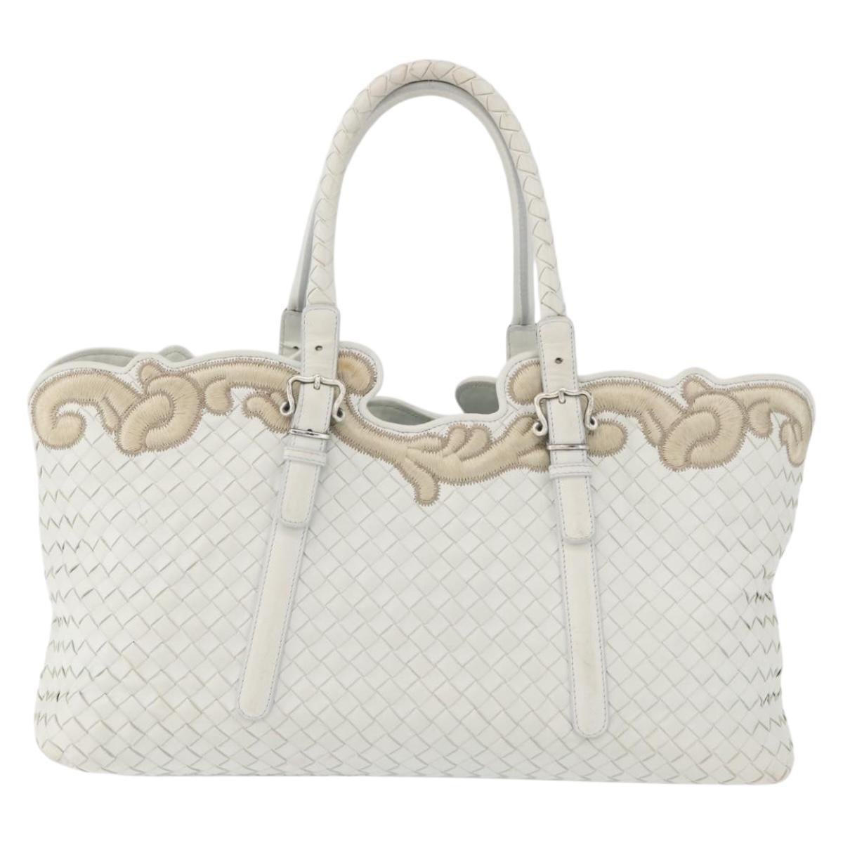 BOTTEGA VENETA INTRECCIATO Tote Bag Leather White Auth am11708A