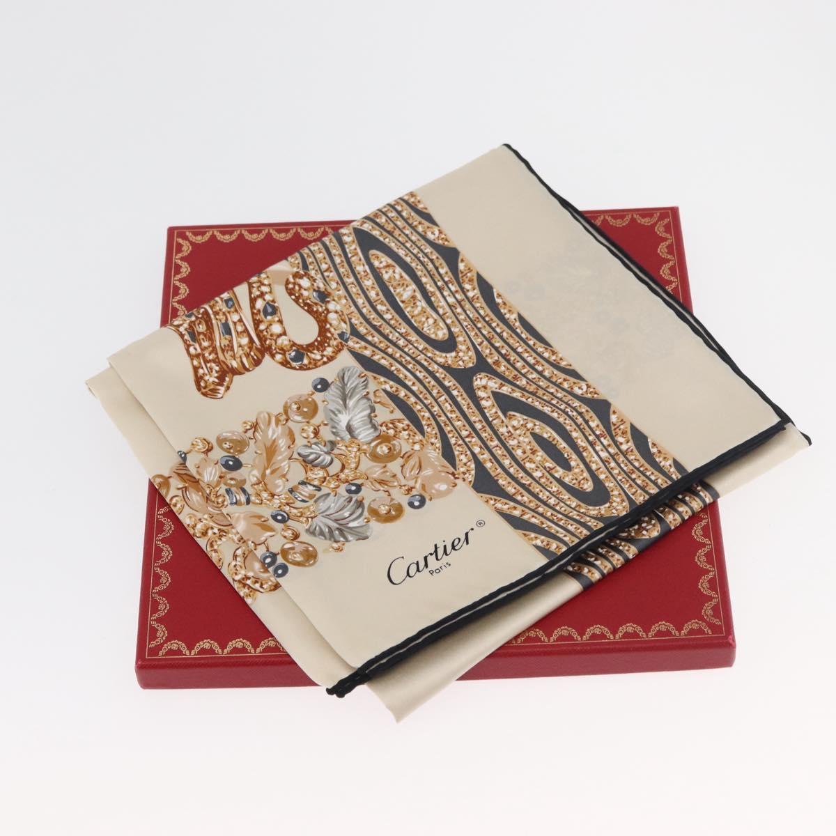 CARTIER Scarf Silk Ivory Auth am11709V