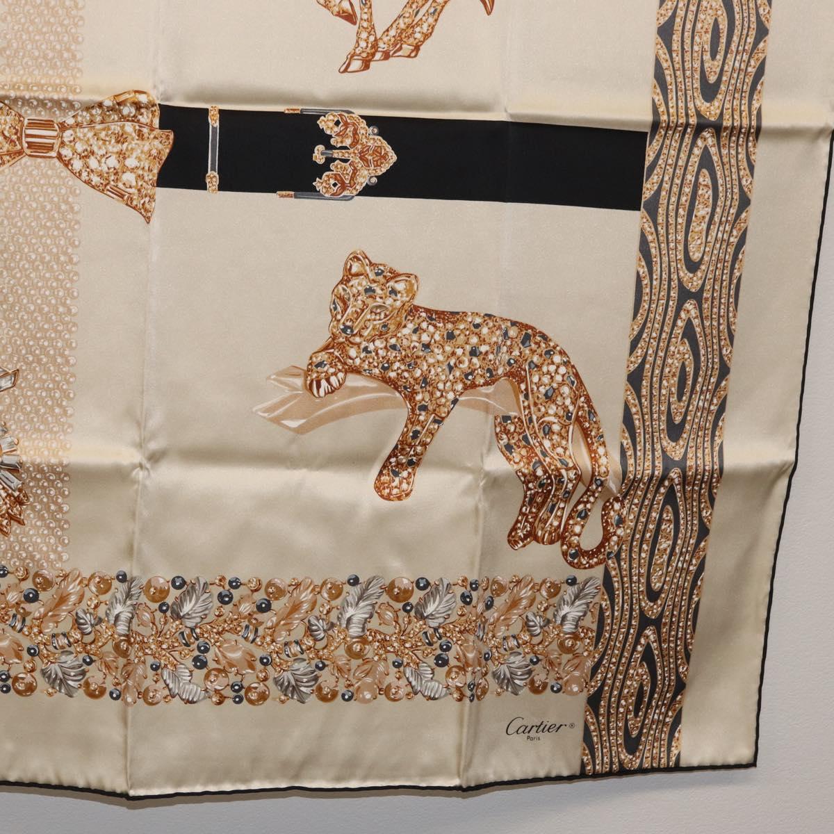 CARTIER Scarf Silk Ivory Auth am11709V