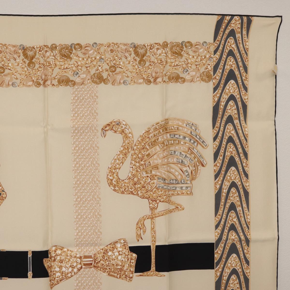 CARTIER Scarf Silk Ivory Auth am11709V