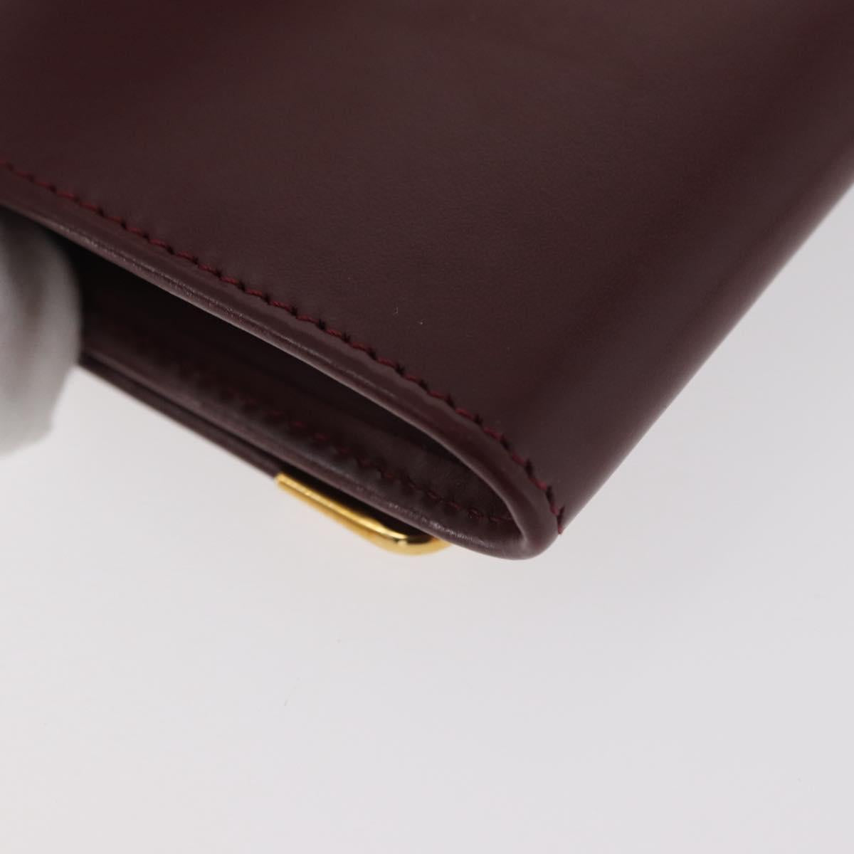 CARTIER Must Line Coin Purse Leather Bordeaux Gold Auth am11712V