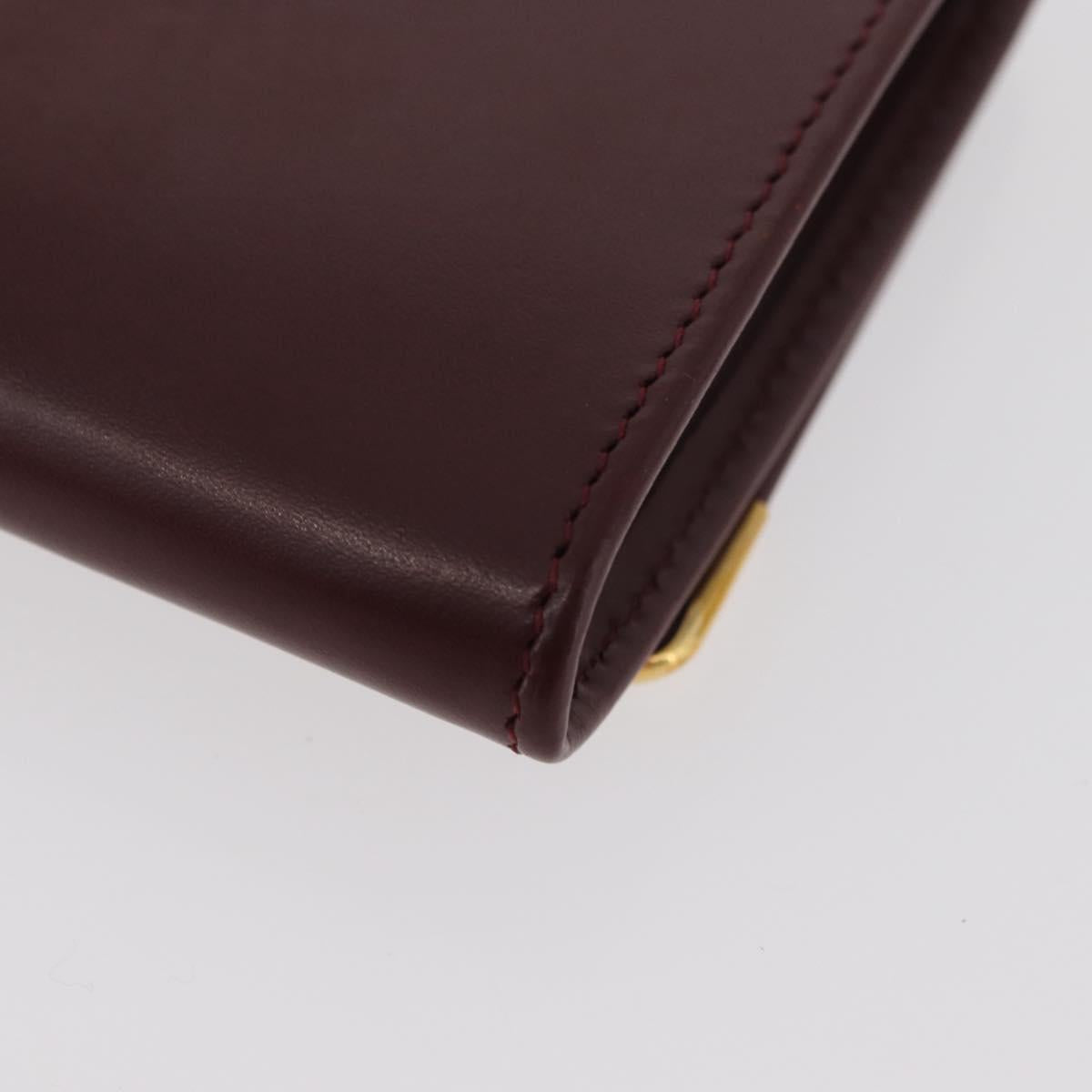 CARTIER Must Line Coin Purse Leather Bordeaux Gold Auth am11712V