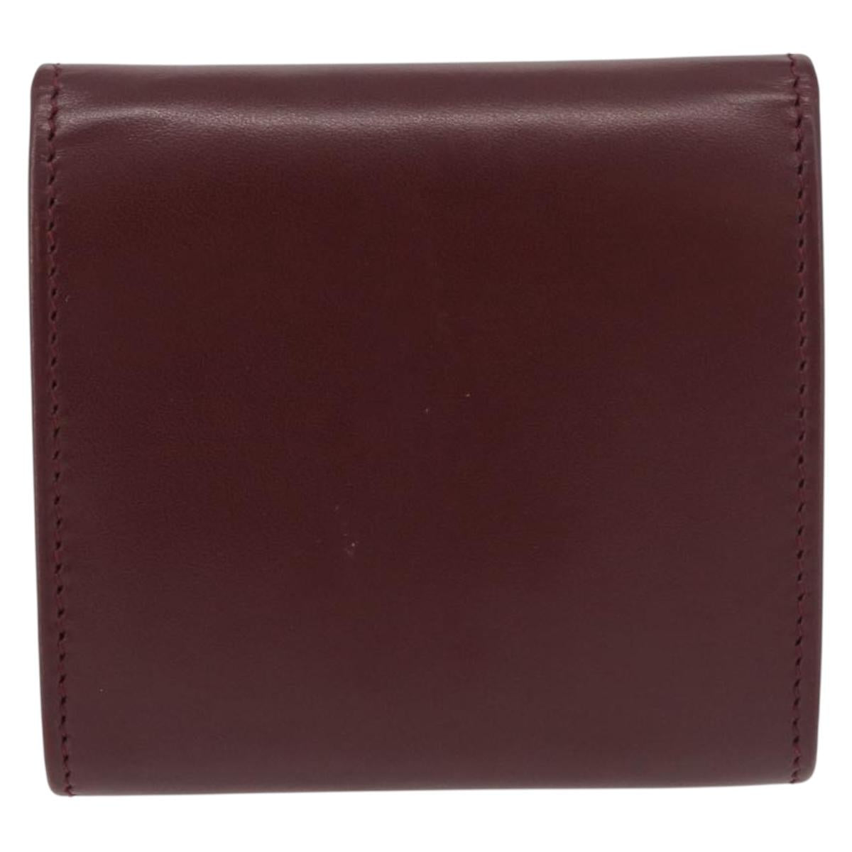 CARTIER Must Line Coin Purse Leather Bordeaux Gold Auth am11712V