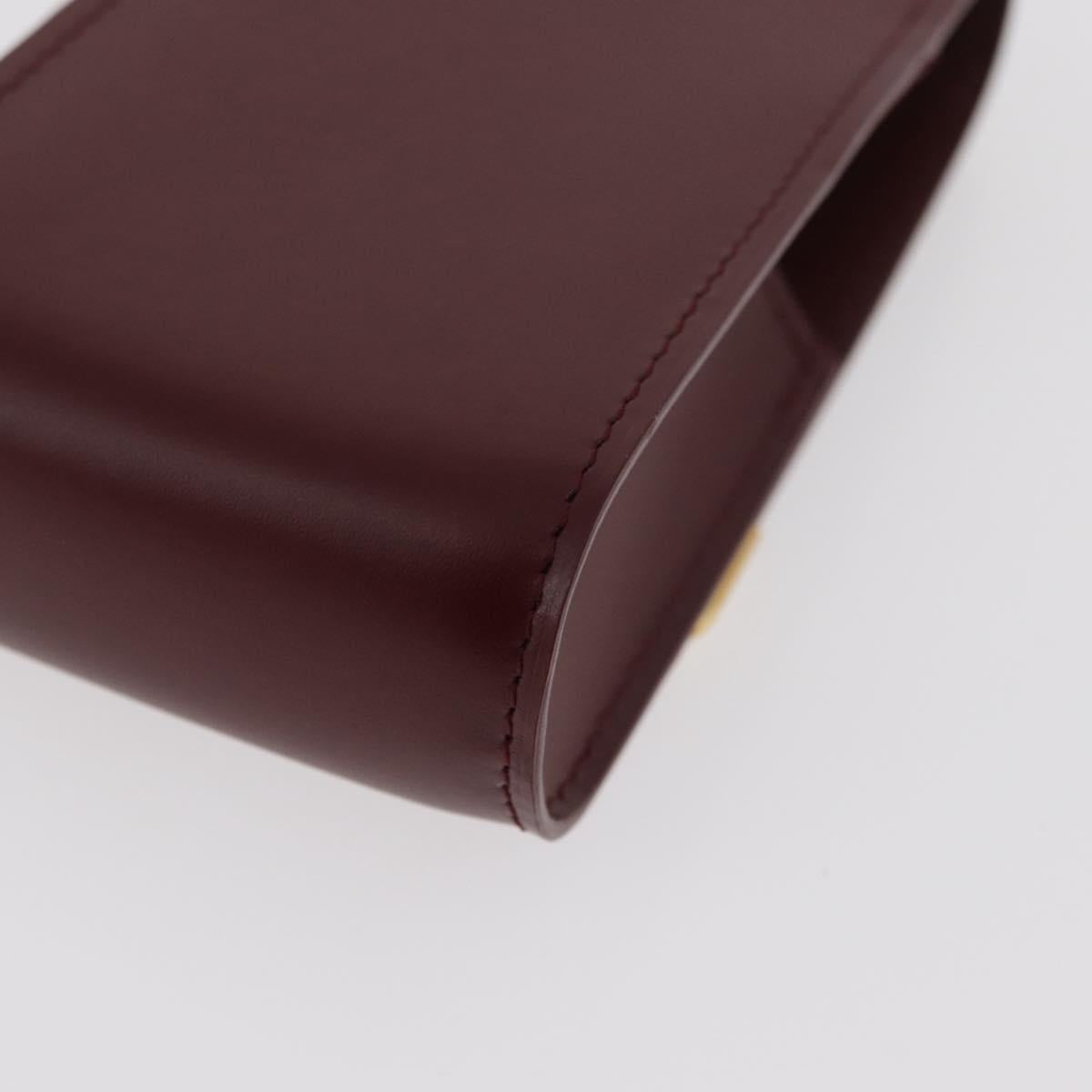 CARTIER Must Line Cigarette Case Leather Bordeaux Gold Auth am11713V