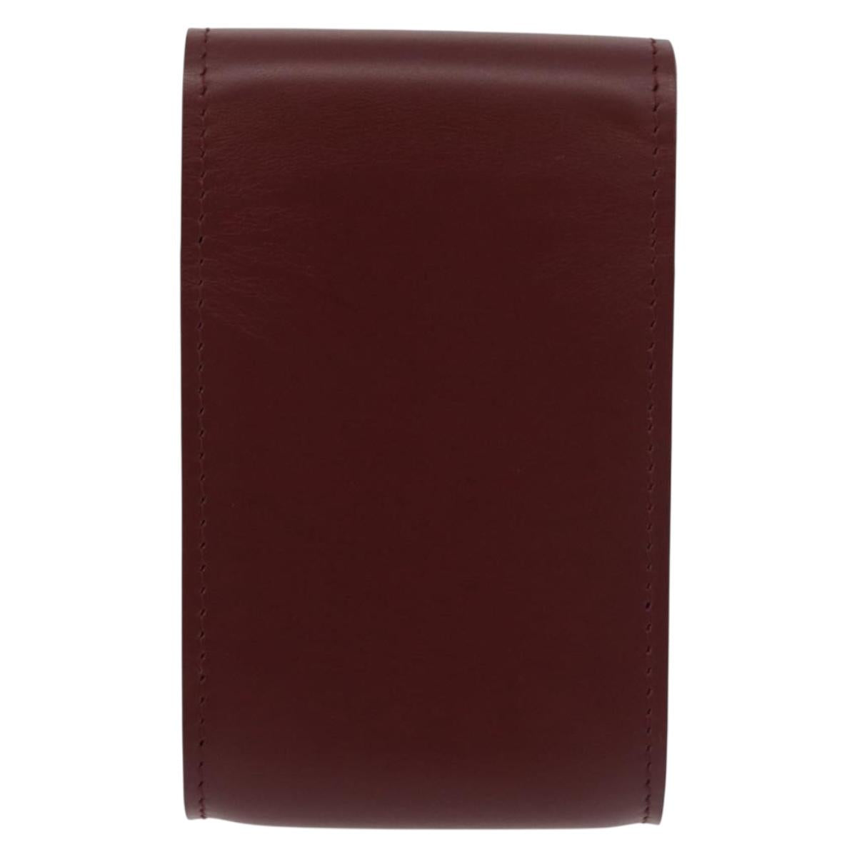 CARTIER Must Line Cigarette Case Leather Bordeaux Gold Auth am11713V