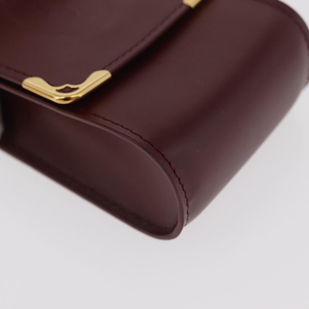 CARTIER Must Line Cigarette Case Leather Bordeaux Gold Auth am11713V
