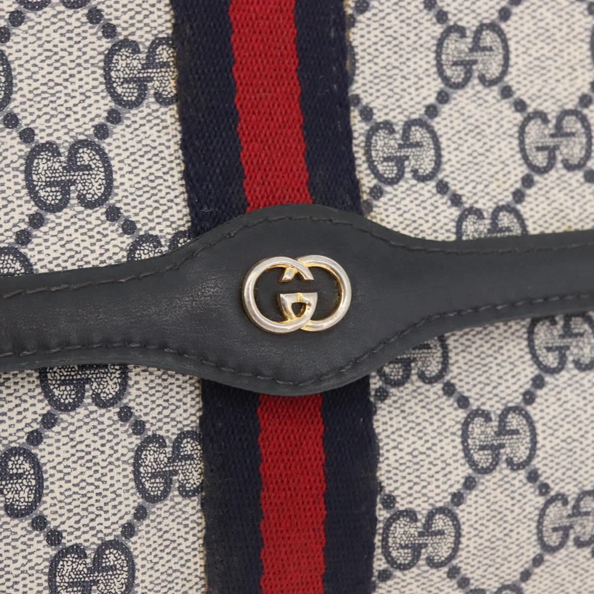GUCCI GG Supreme Sherry Line Clutch Bag PVC Navy Auth am11720A