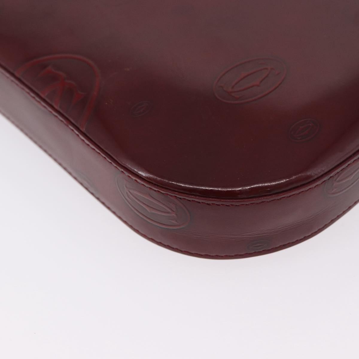 CARTIER happy Birthday Hand Bag Patent leather Bordeaux Silver Auth am11722V