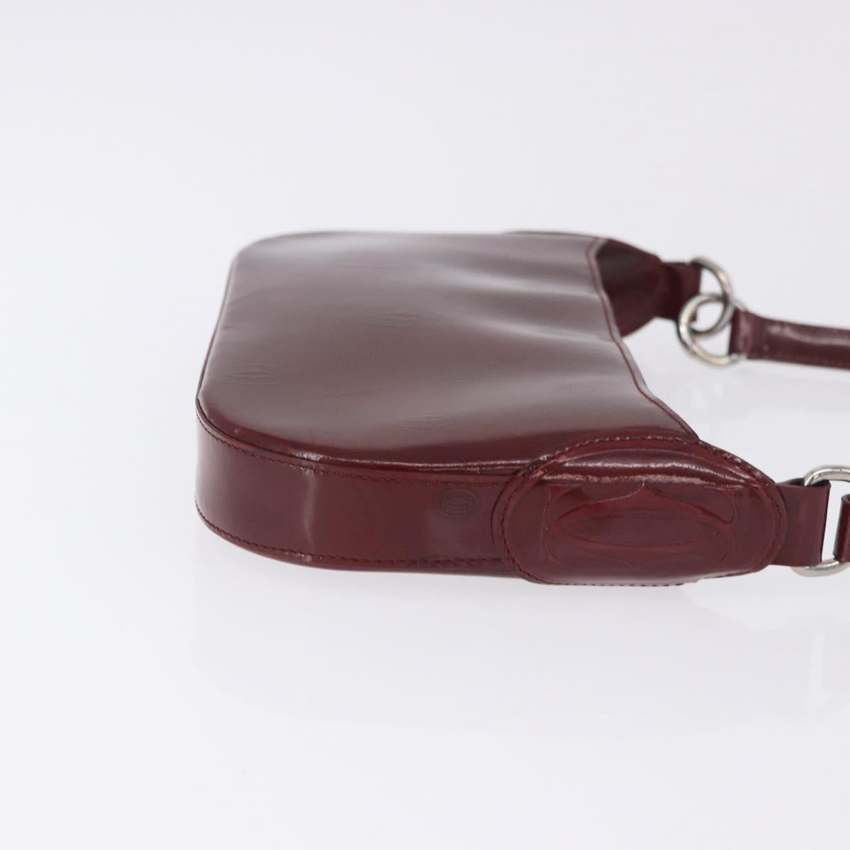 CARTIER happy Birthday Hand Bag Patent leather Bordeaux Silver Auth am11722V