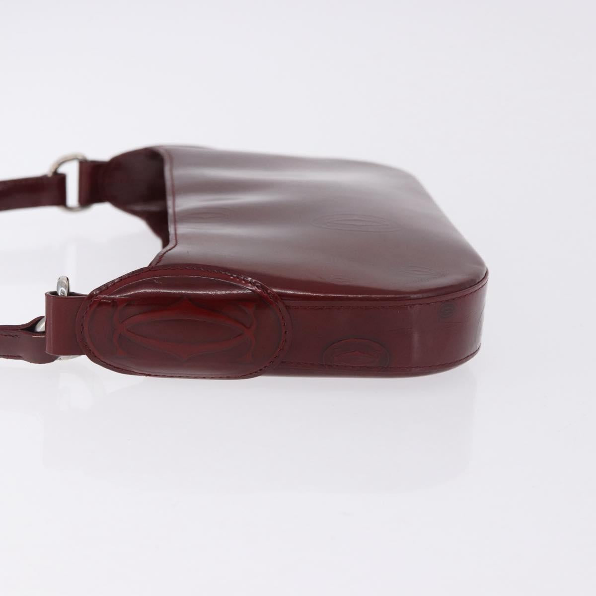 CARTIER happy Birthday Hand Bag Patent leather Bordeaux Silver Auth am11722V