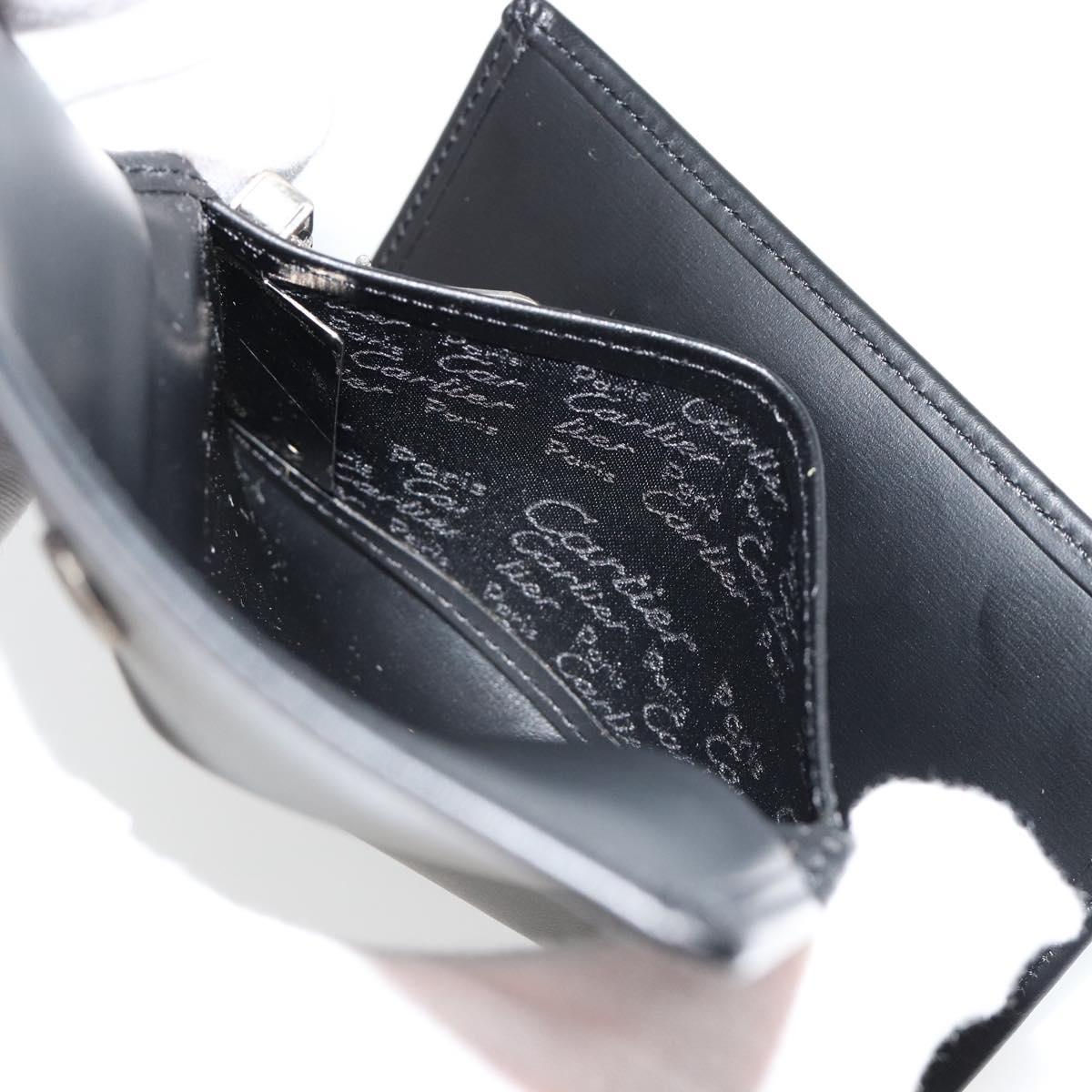 CARTIER Pasha Six Hooks Key Case Leather Black Silver Auth am11724V