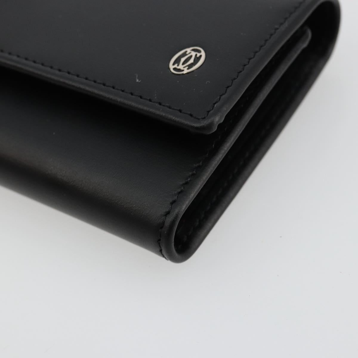 CARTIER Pasha Six Hooks Key Case Leather Black Silver Auth am11724V
