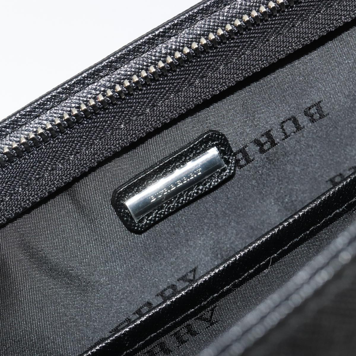 BURBERRY Clutch Bag PVC Canvas Black Silver Auth am11725V