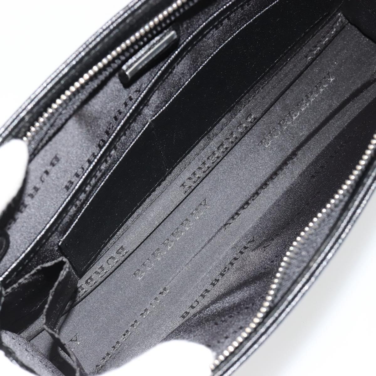 BURBERRY Clutch Bag PVC Canvas Black Silver Auth am11725V