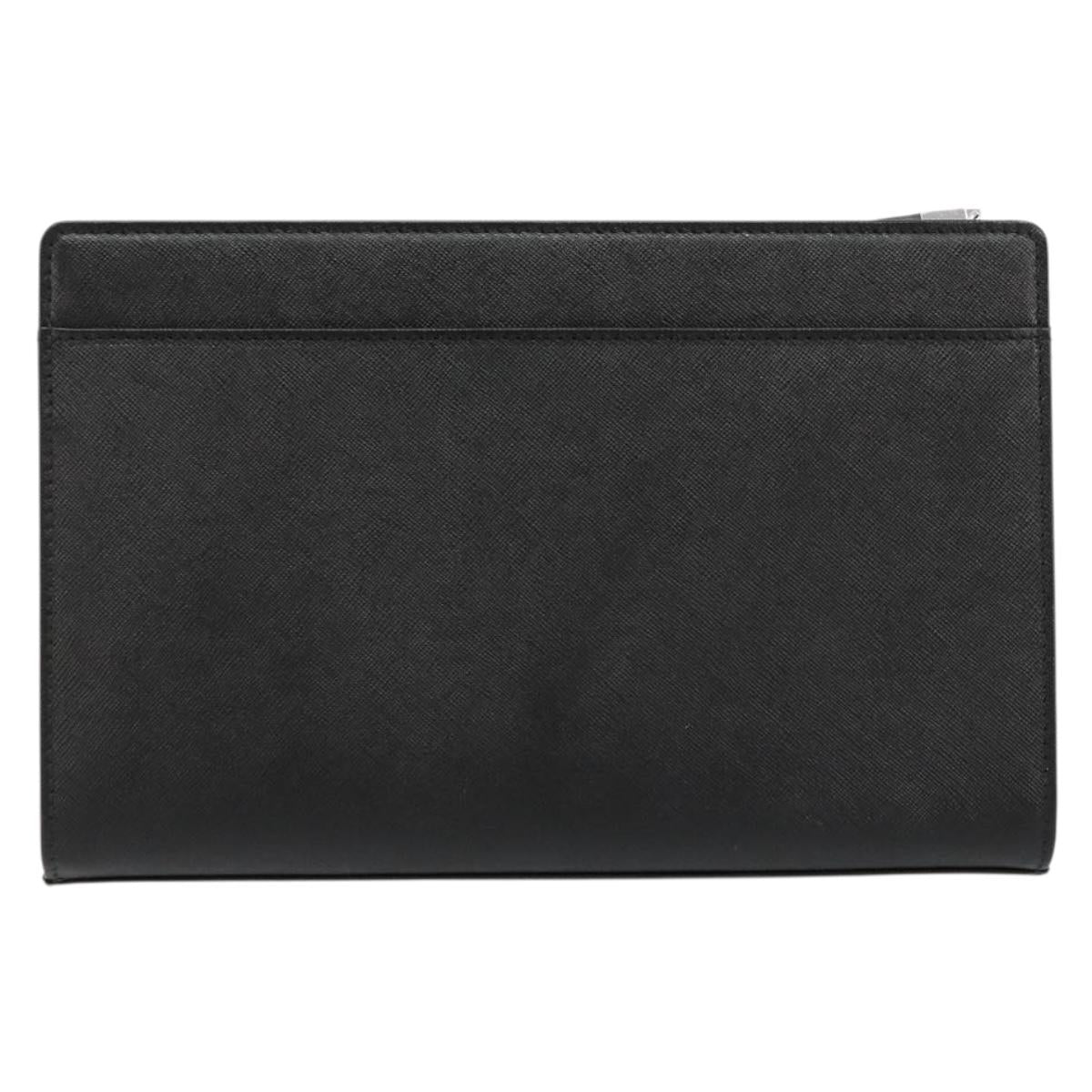 BURBERRY Clutch Bag PVC Canvas Black Silver Auth am11725V
