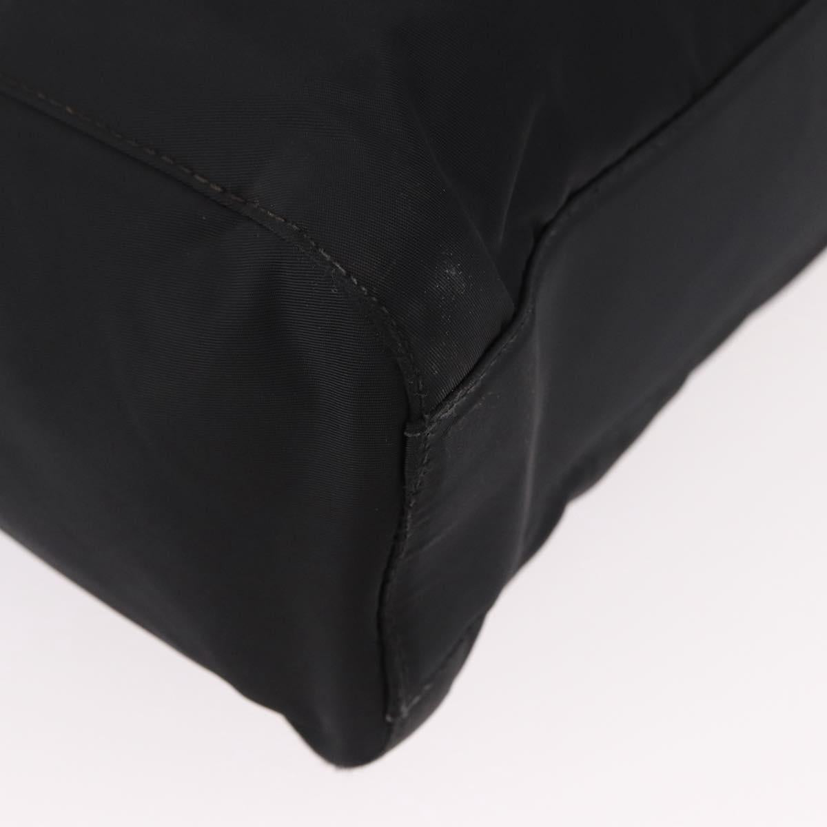 PRADA Chain Tote Bag Nylon Black Gold Auth am11728A