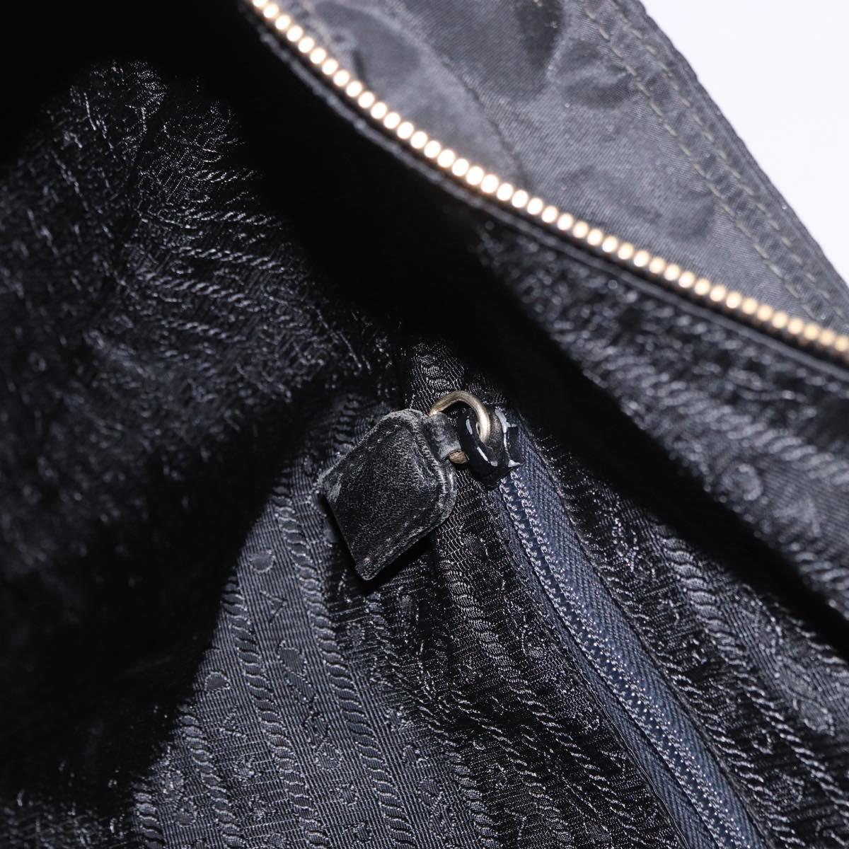 PRADA Chain Tote Bag Nylon Black Gold Auth am11728A