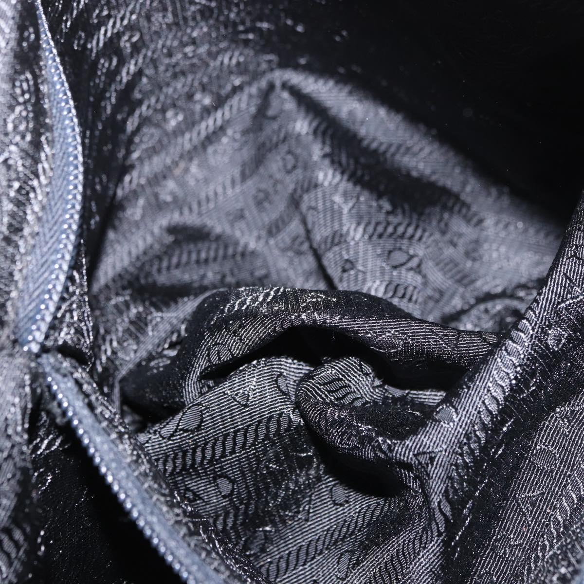 PRADA Chain Tote Bag Nylon Black Gold Auth am11728A