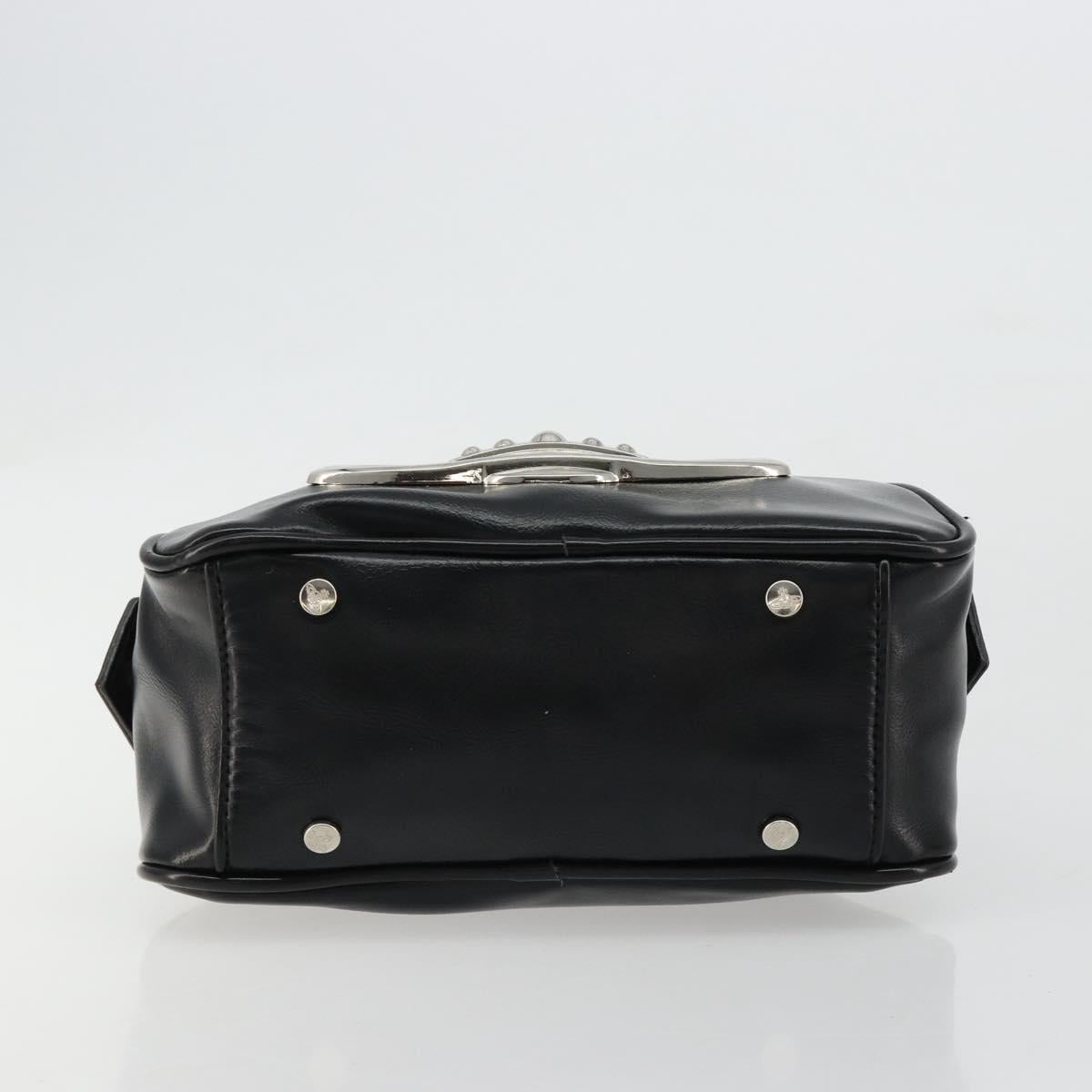 Vivienne Westwood Chain Tote Bag Leather Black Silver Auth am11730V