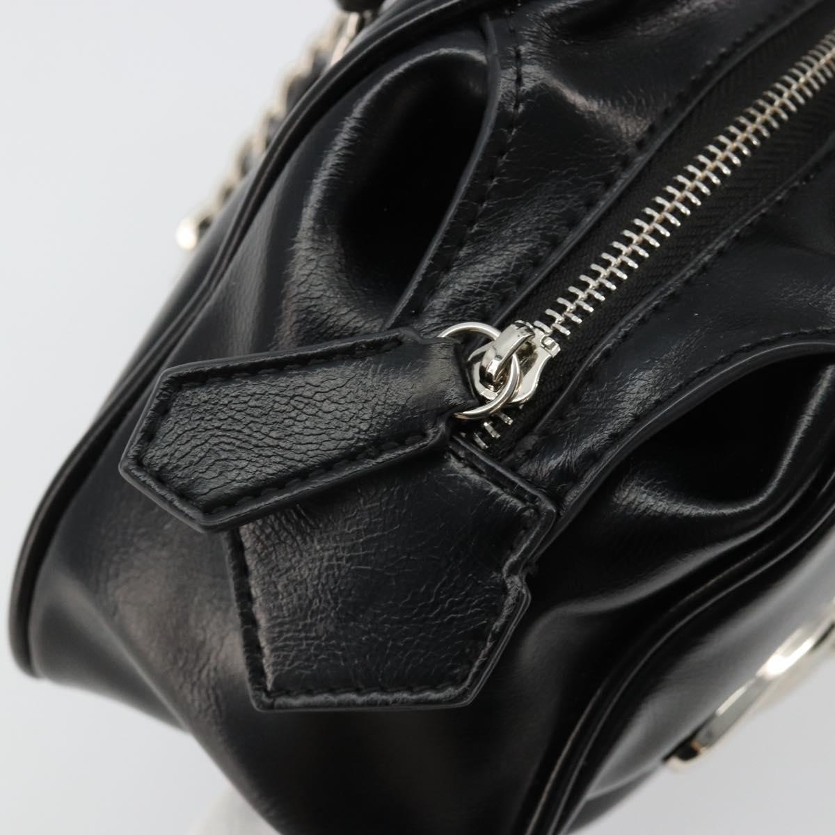 Vivienne Westwood Chain Tote Bag Leather Black Silver Auth am11730V