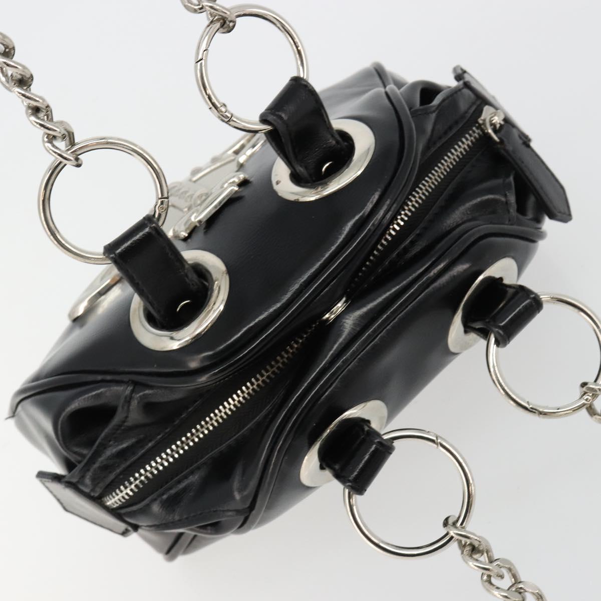 Vivienne Westwood Chain Tote Bag Leather Black Silver Auth am11730V