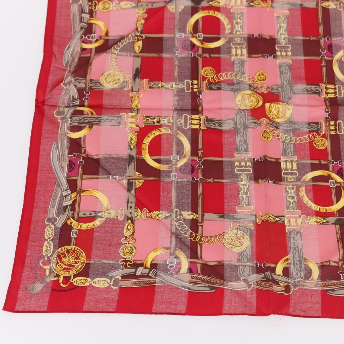 CELINE Handkerchief Cotton 2 Pieces Set Red Beige Auth am11739A