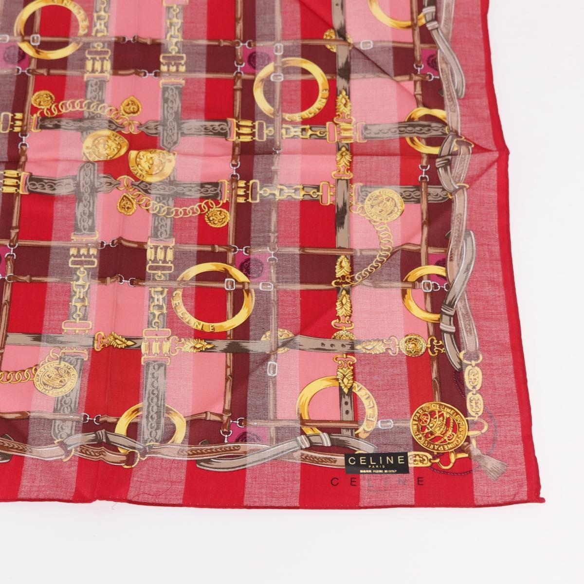 CELINE Handkerchief Cotton 2 Pieces Set Red Beige Auth am11739A