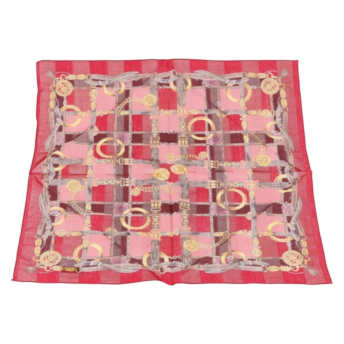 CELINE Handkerchief Cotton 2 Pieces Set Red Beige Auth am11739A