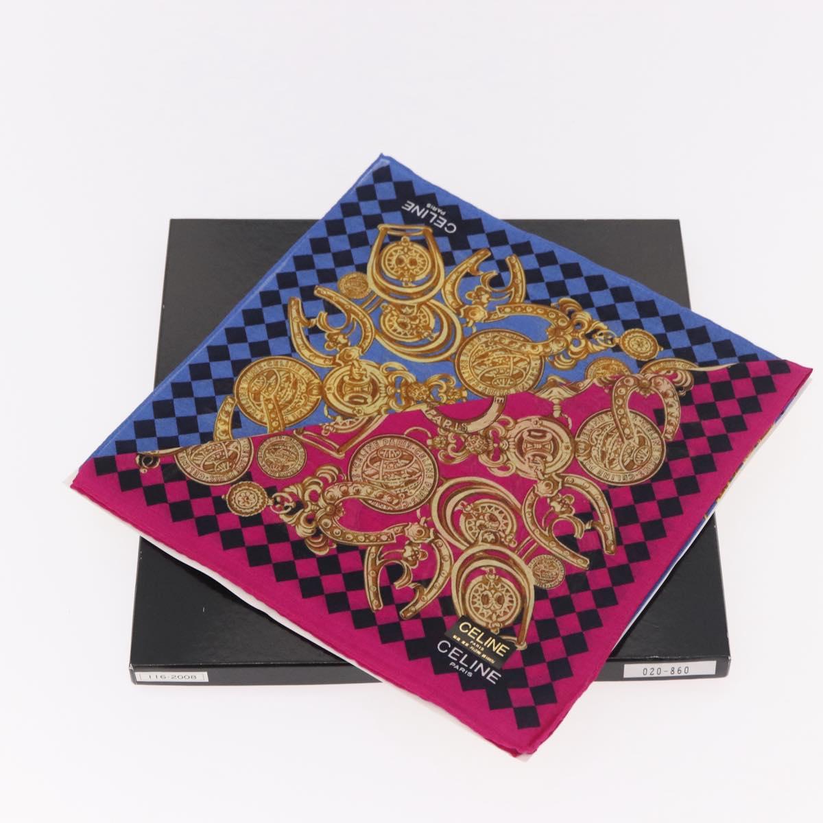 CELINE Handkerchief Cotton 2 Pieces Set Blue Pink Auth am11740A