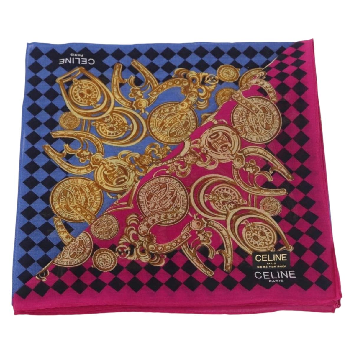 CELINE Handkerchief Cotton 2 Pieces Set Blue Pink Auth am11740A