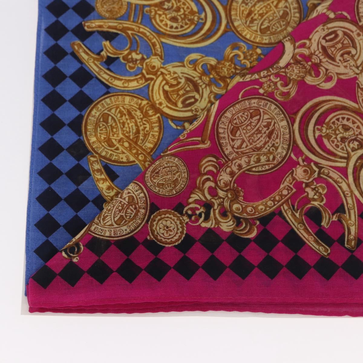 CELINE Handkerchief Cotton 2 Pieces Set Blue Pink Auth am11740A